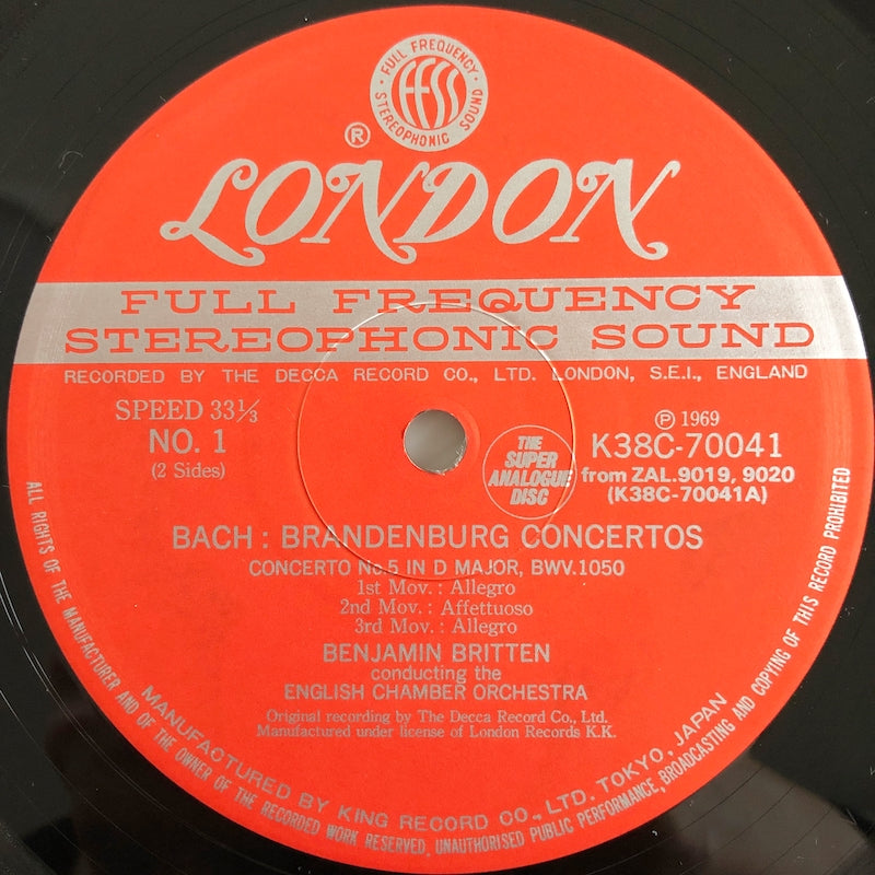 LP/ ベンジャミン・ブリテン / J.S.バッハ:ブランデンブルク協奏曲第2、3、5番 / 国内盤 スーパーアナログ 180g重量盤 帯・ライナー・CS・クリアケース付 LONDON K38C-70041