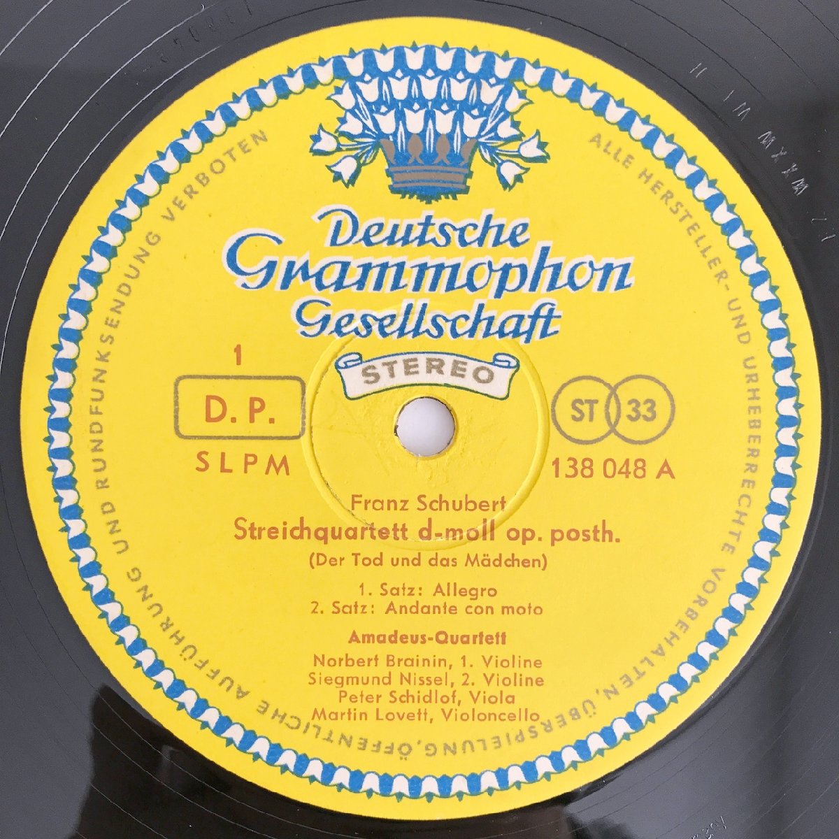 LP/ アマデウス弦楽四重奏団 / シューベルト:弦楽四重奏曲「死と乙女」他 / ドイツ盤  DGG 138048SLPM 40221