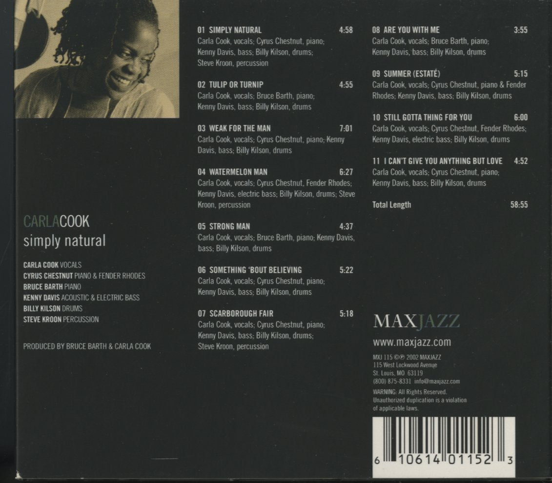 CD JAZZ / CARLA COOK / SIMPLY NATURAL / ボーカル/デジパック/MAXJAZZ