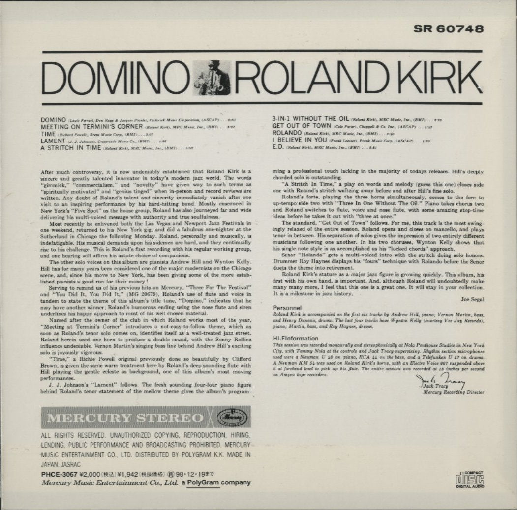 CD JAZZ / ROLAND KIRK / DOMINO / 紙ジャケ/POLYGRAM/国内盤