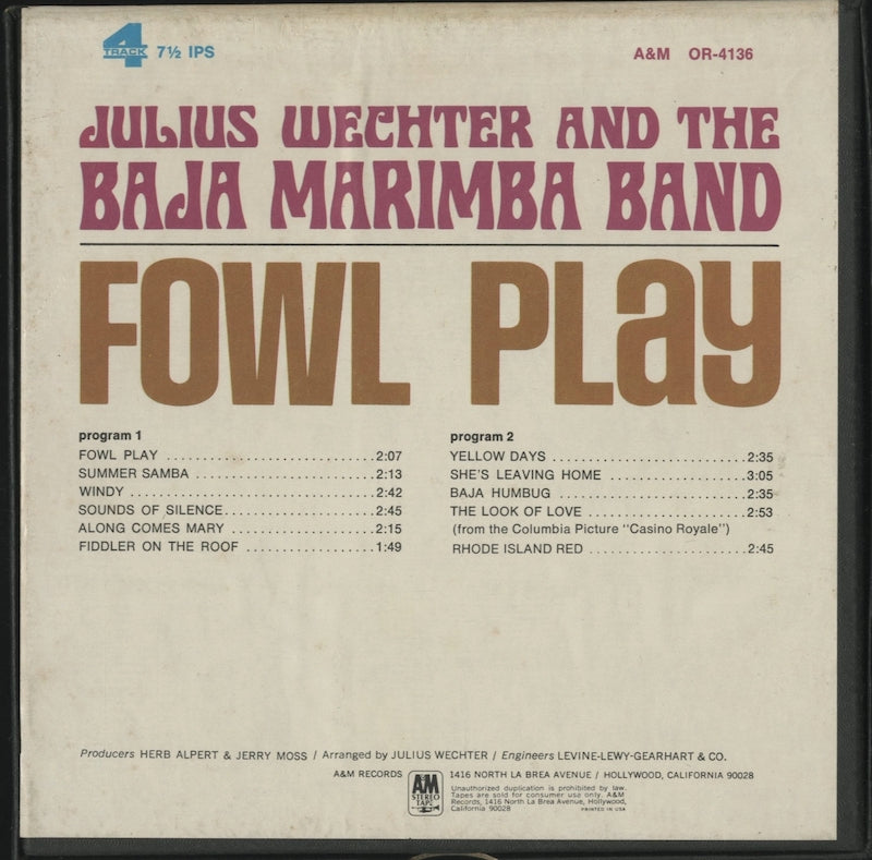 オープンリールテープ JULIUS WECHTER / FOWL PLAY 7号 19cm/s (7 1/2IPS) 4トラック
