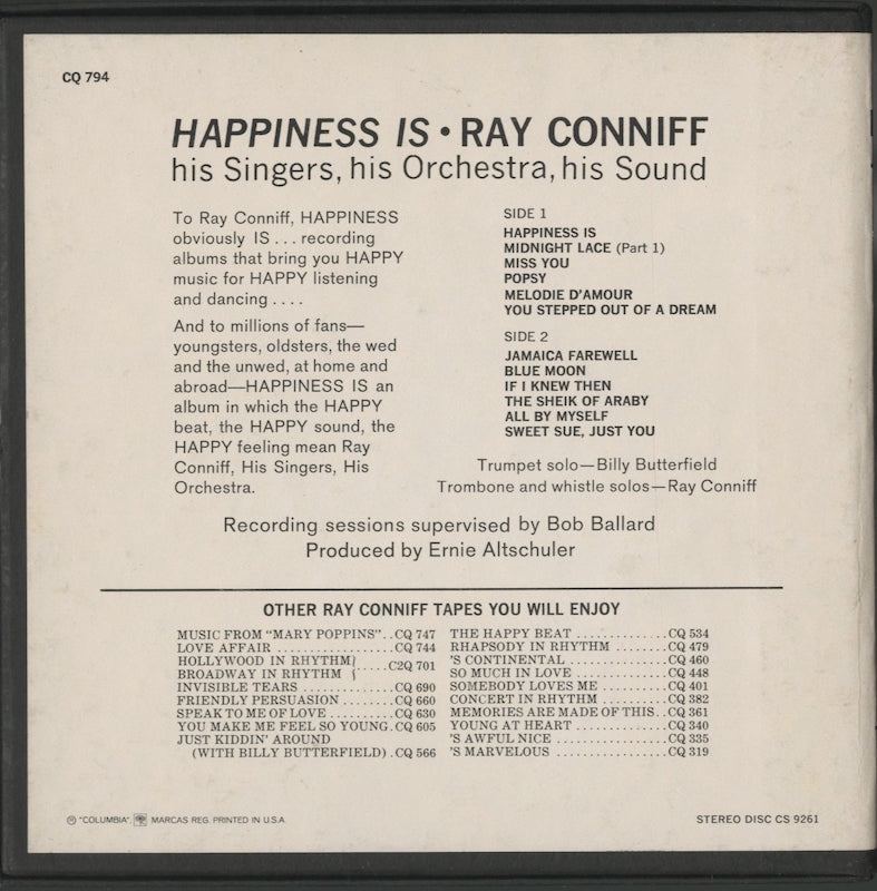 オープンリールテープ RAY CONNIFF / HAPPINNESS IS 7号 19cm/s (7 1/2IPS) 4トラック