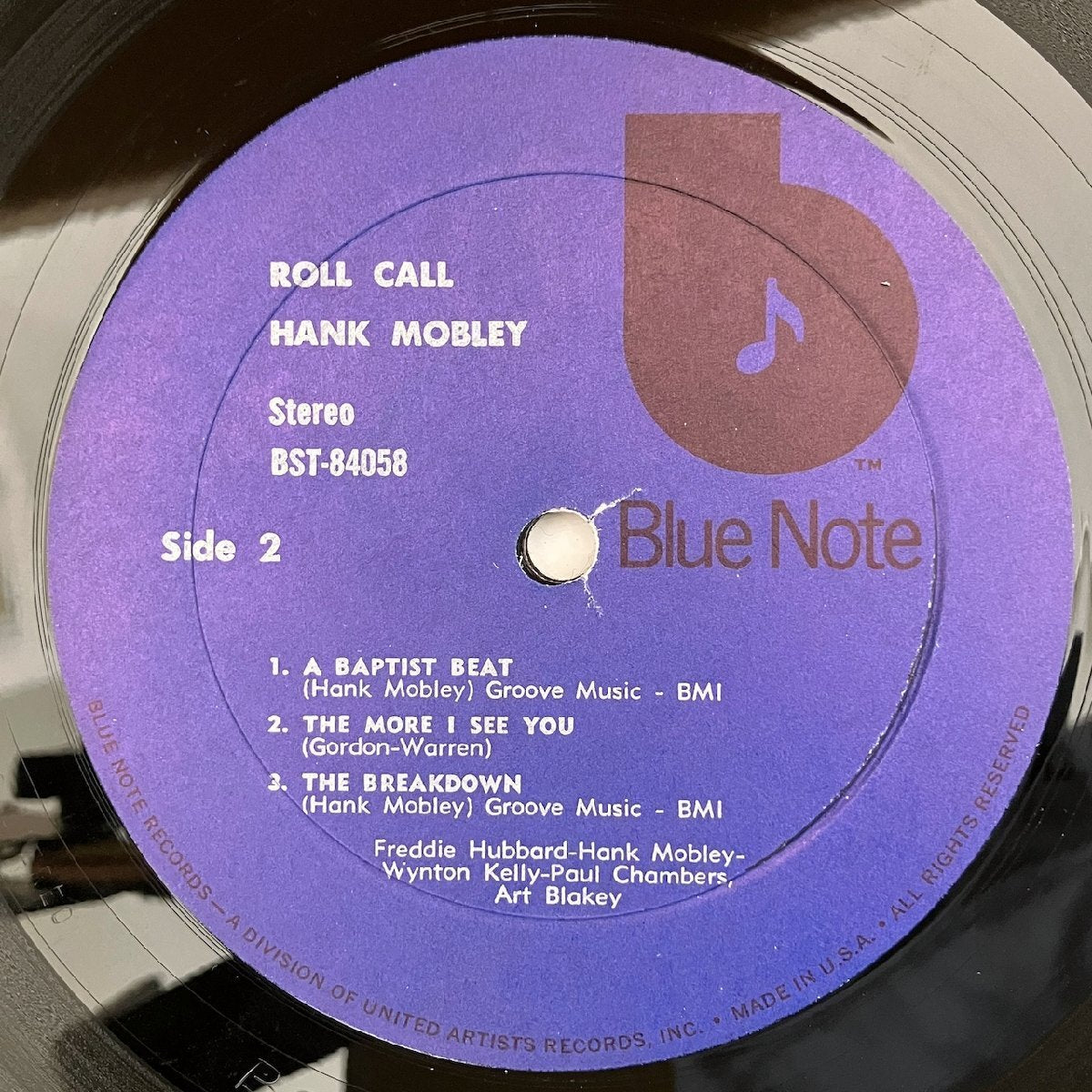 LP/ HANK MOBLEY / ROLL CALL / ハンク・モブレー / US盤 黒音符 RVG STEREO CS BLUE NOTE BST84058