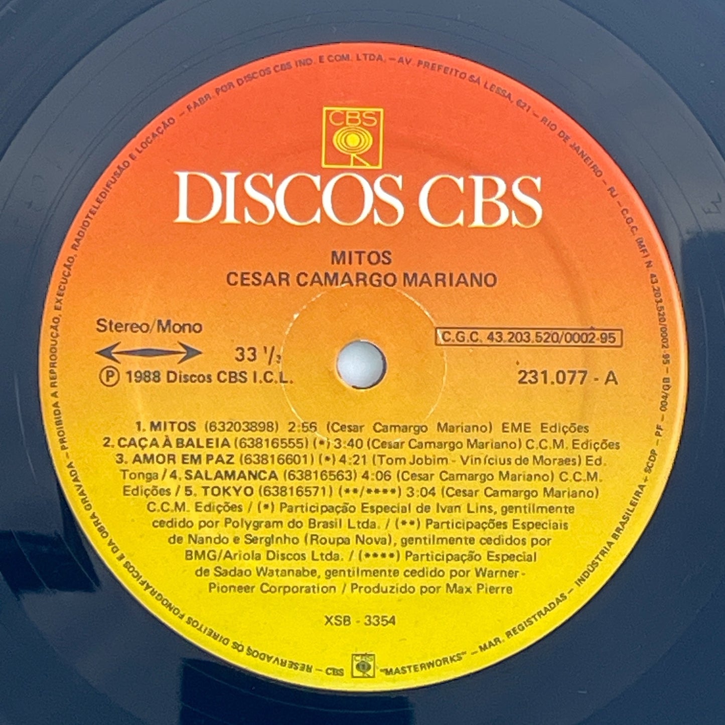 LP/ CESAR CAMARGO MARIANO / MITOS / セザル・カマルゴ・マリアーノ / ブラジル盤 ライナー CBS 231.077