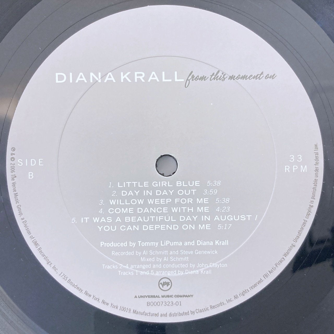 LP/ DIANA KRALL / FROM THIS MOMENT ON / ダイアナ・クラール / US盤 180g 重量盤 CLASSIC RECORDS 外カバー・CS ORG B0007323-01