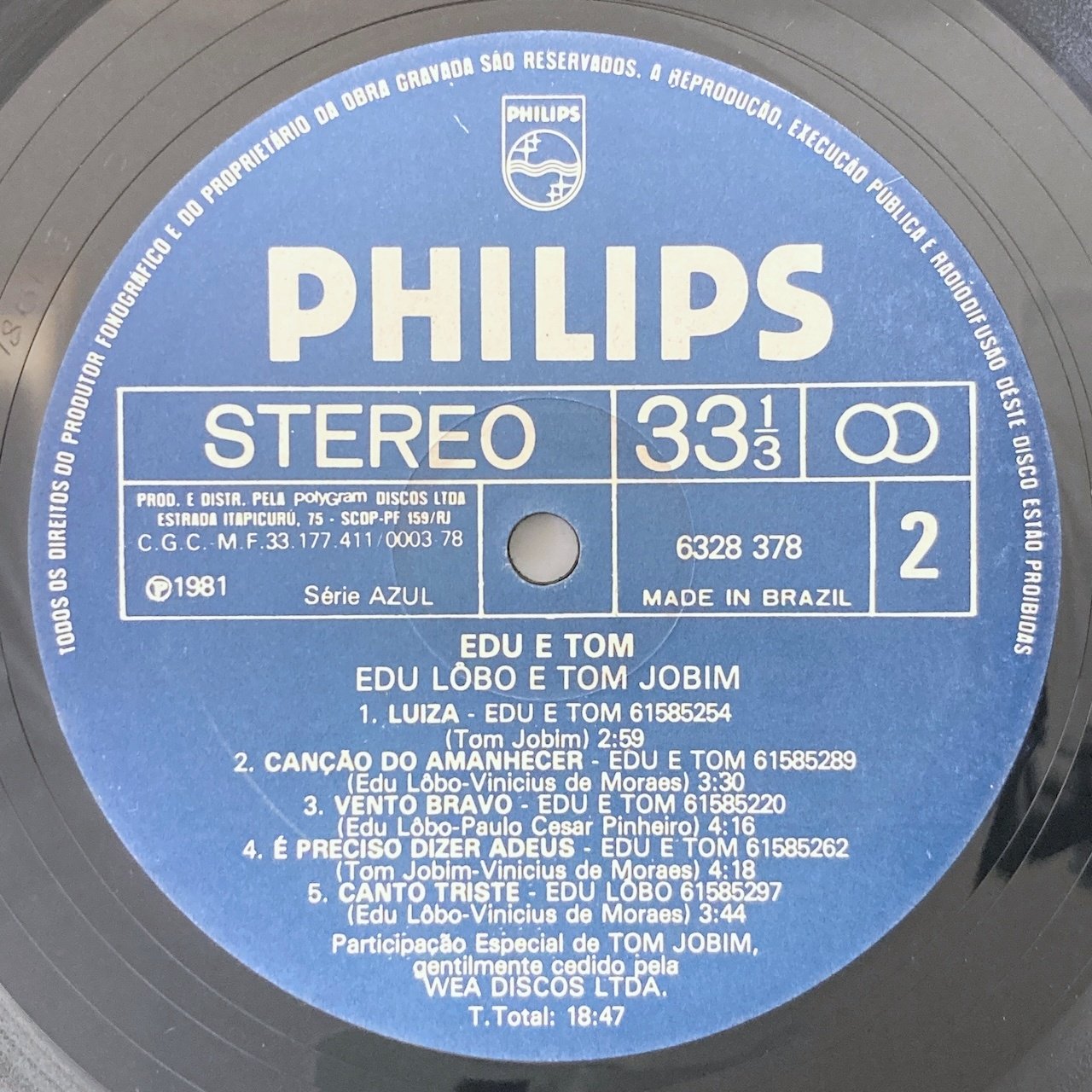LP/ EDU LOBO E TOM JOBIM / EDU & TOM / エドゥ・ロボ、トム・ジョビン / ブラジル盤 オリジナル ライナー PHILIPS 6328378