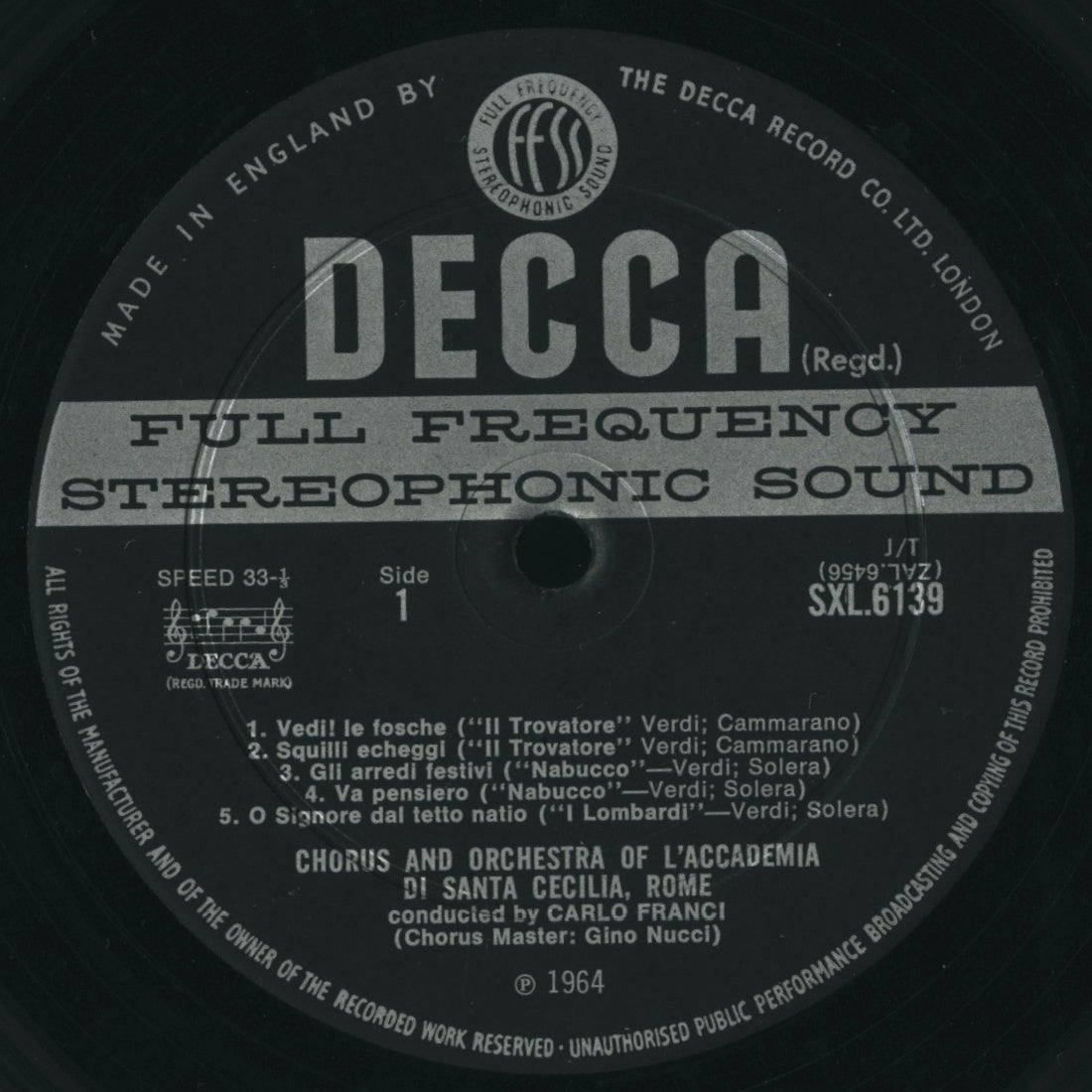 カルロ・フランチ / ヴェルディ:合唱曲集 UK盤/E2/DECCA/コーティングJK/インサート/CS付