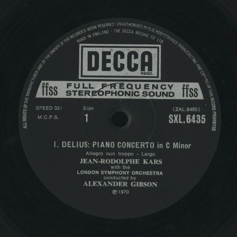 J.R.カールス / ディーリアス/ドビュッシー:ピアノ協奏曲/ 初回UK盤/DECCA/ED4/コーティングJK/CS付き