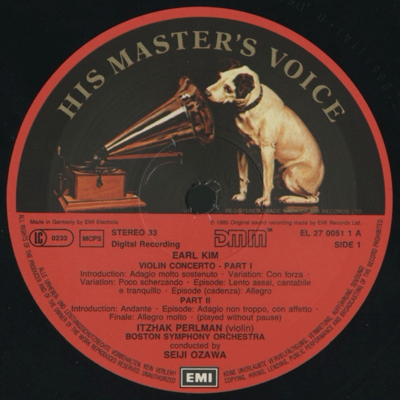 パールマン/小澤 / アール・キム/ロバートスターラー:ヴァイオリン協奏曲 / ドイツ盤/EMI/DIGITAL/DMM/コーティングJK