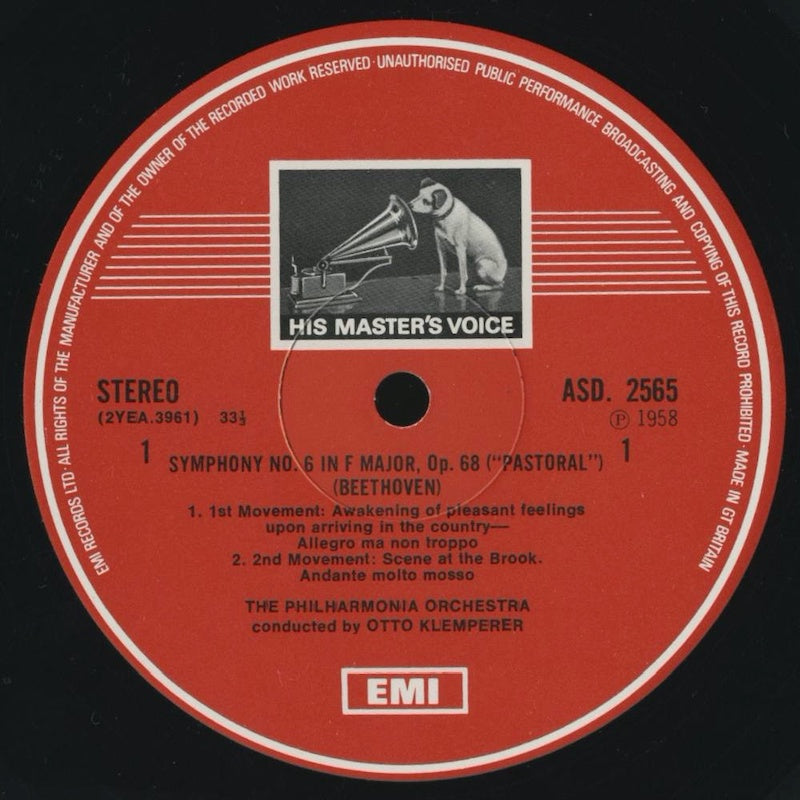 オットー・クレンペラー / ベートーヴェン:交響曲第6番「田園」、序曲「レオノーレ」第1番 / UK盤/EMI/モノクロ切手/コーティングJK