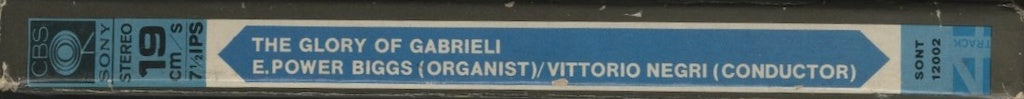 オープンリールテープ E.POWER BIGGS / ガブリエーリの栄光 7号 19cm/s (7 1/2IPS) 4トラック 帯 (破れ、テープ補正)、解説書(シミ)