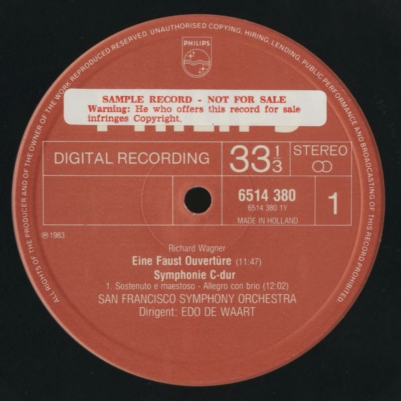 エド・デ・ワールト / ワーグナー:交響曲、「ファウスト」序曲 / オランダ盤/PHILIPS/直輸入/サンプルシール(SIDE1)日本語ライナー帯付き(シミ小)