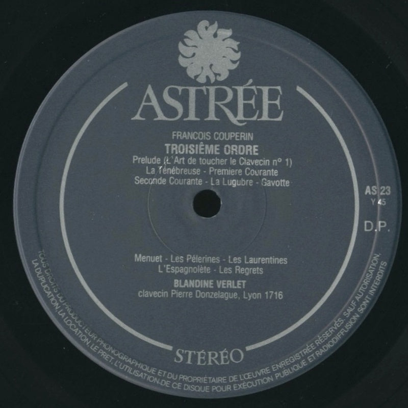 ブランデーヌ・ヴェルレ / クープラン:クラヴサン組曲 第3番、第4番 / フランス盤/ASTREE/ゲートフォールド/コーティングJK