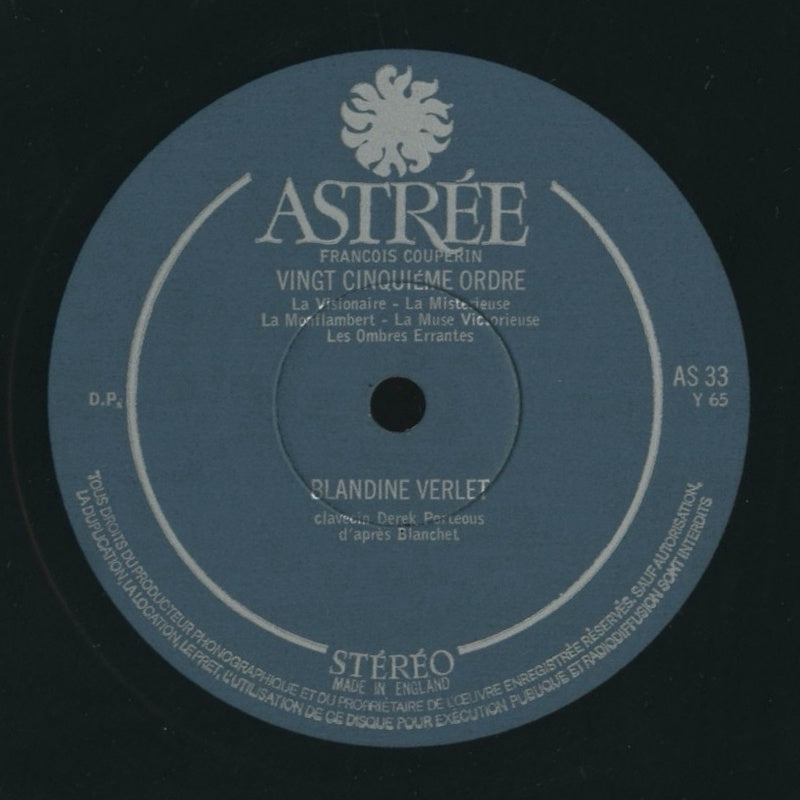 ブランデーヌ・ヴェルレ / クープラン:クラヴサン組曲 第25番、第26番、第27番 / UK盤/ASTREE/ゲートフォールド/コーティングJK