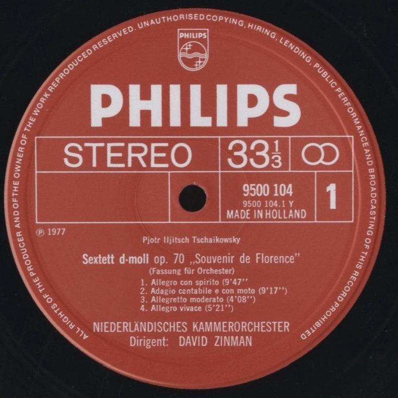 デイヴィッド・ジンマン / チャイコフスキー:フィレンツェの思い出/ヴェルディ/弦楽四重奏曲(管弦楽編曲) / オランダ盤/PHILIPS/コーティングJK