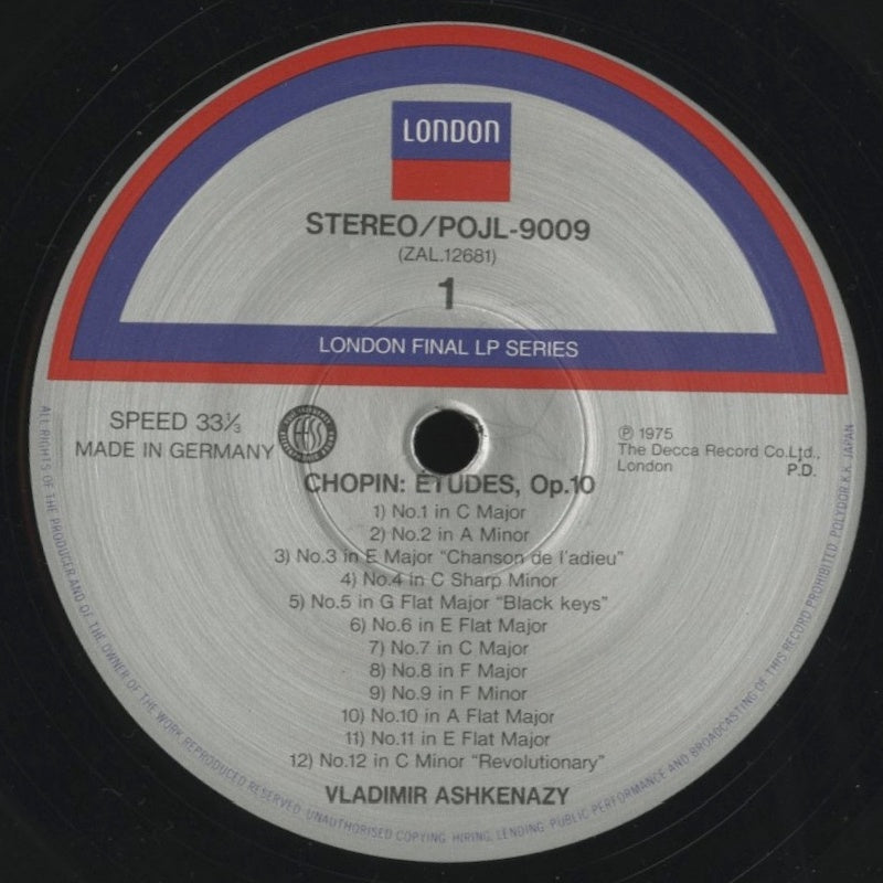 ウラディーミル・アシュケナージ / ショパン:24の練習曲集 / 国内盤/180g重量盤/帯(うすシミ)付き
