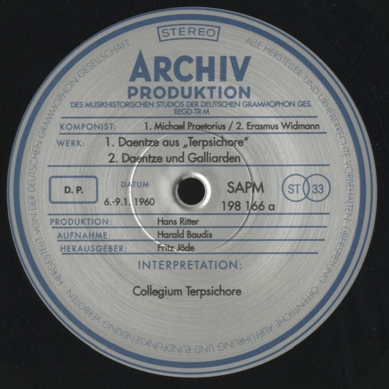 LP/ コレギウム・テルプシコーレ / プレトリウス:舞曲集「テルプシコーレ」 / ドイツ盤 180g 重量復刻 ARCHIV