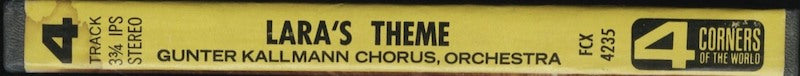 オープンリールテープ THE GUNTER KALLMANN CHORUS / LARA'S THEME ( SOMEWHERE, MY LOVE FROM DOCTOR ZHIVAGO ) 7号 9.5cm/s (3 3/4IPS) 4トラック