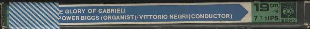 オープンリールテープ E.POWER BIGGS / ガブリエーリの栄光 7号 19cm/s (7 1/2IPS) 4トラック 帯 (破れ、テープ補正)、解説書(シミ)