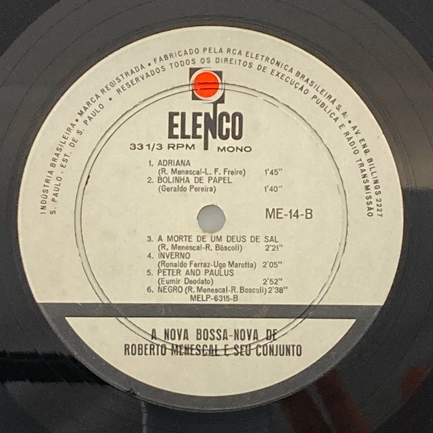 LP/ ROBERTO MENESCAL / A NOVA BOSSA NOVA / ホベルト・メネスカル / ブラジル盤 オリジナル、サンドカバー、DG ELENCO