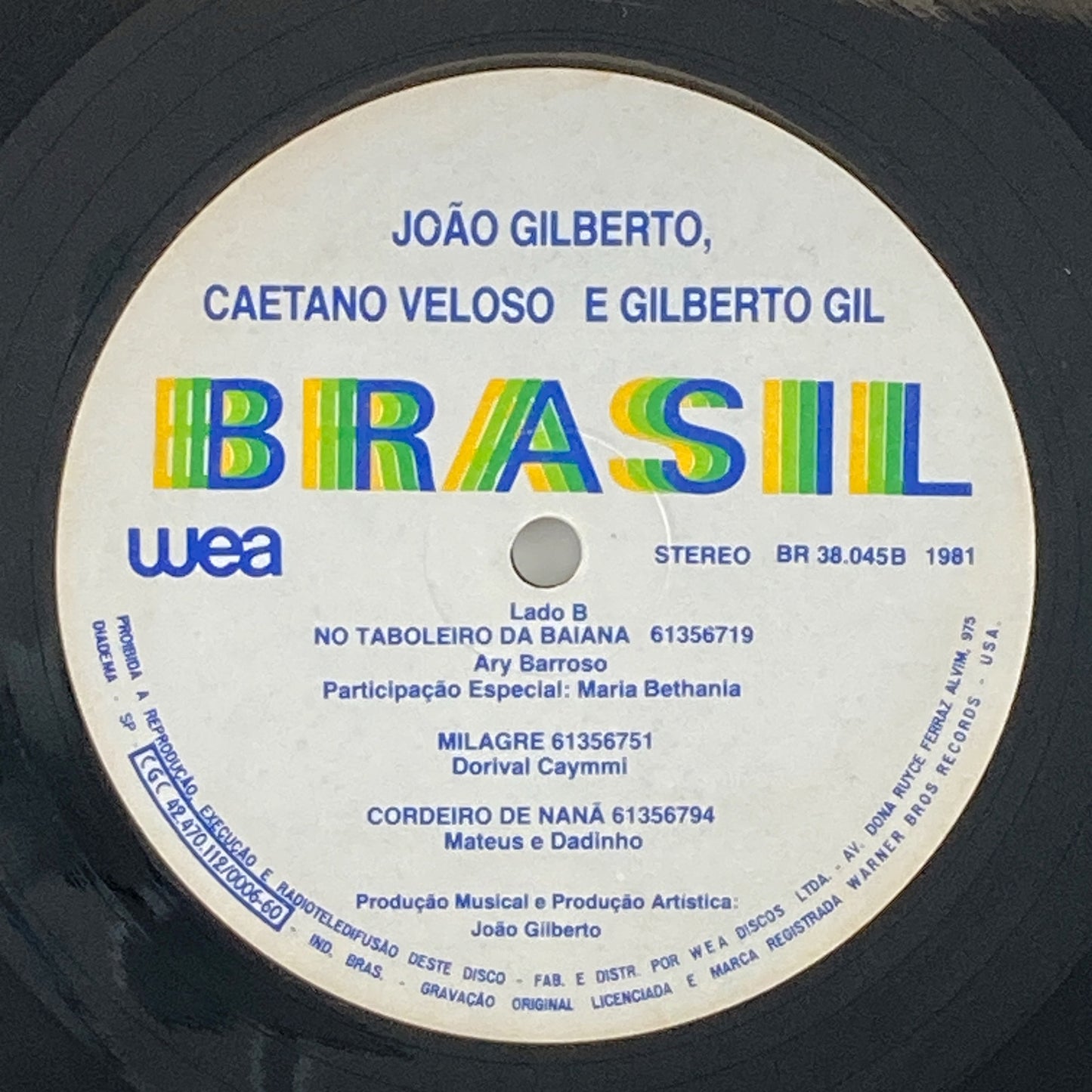 LP/ JOAO GILBERTO / BRASIL / ジョアン・ジルベルト / ブラジル盤 オリジナル インナー WEA BR38.045