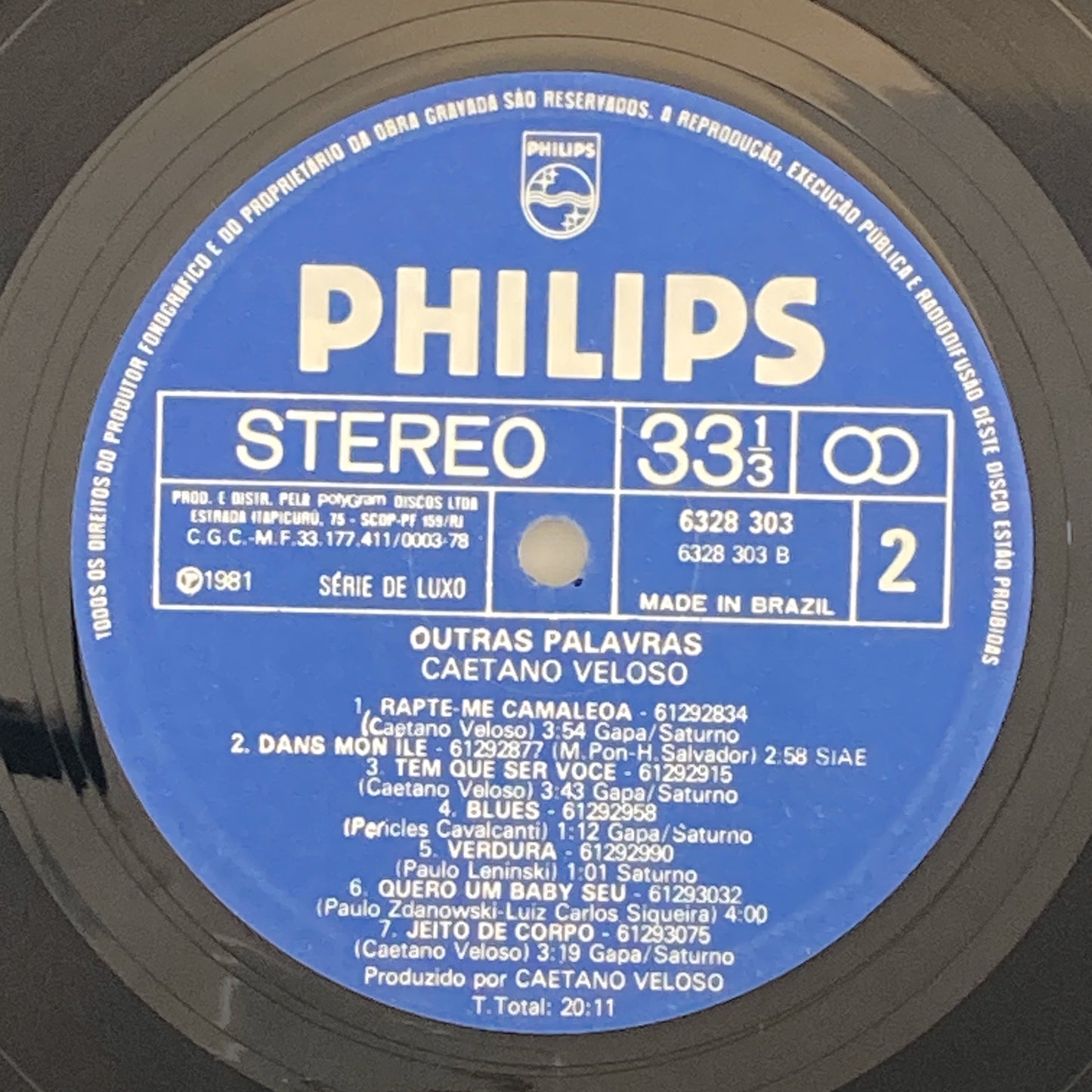 LP/ CAETANO VELOSO / OUTRAS PALAVRAS / カエターノ・ヴェローゾ / ブラジル盤 オリジナル インナー・ライナー PHILIPS