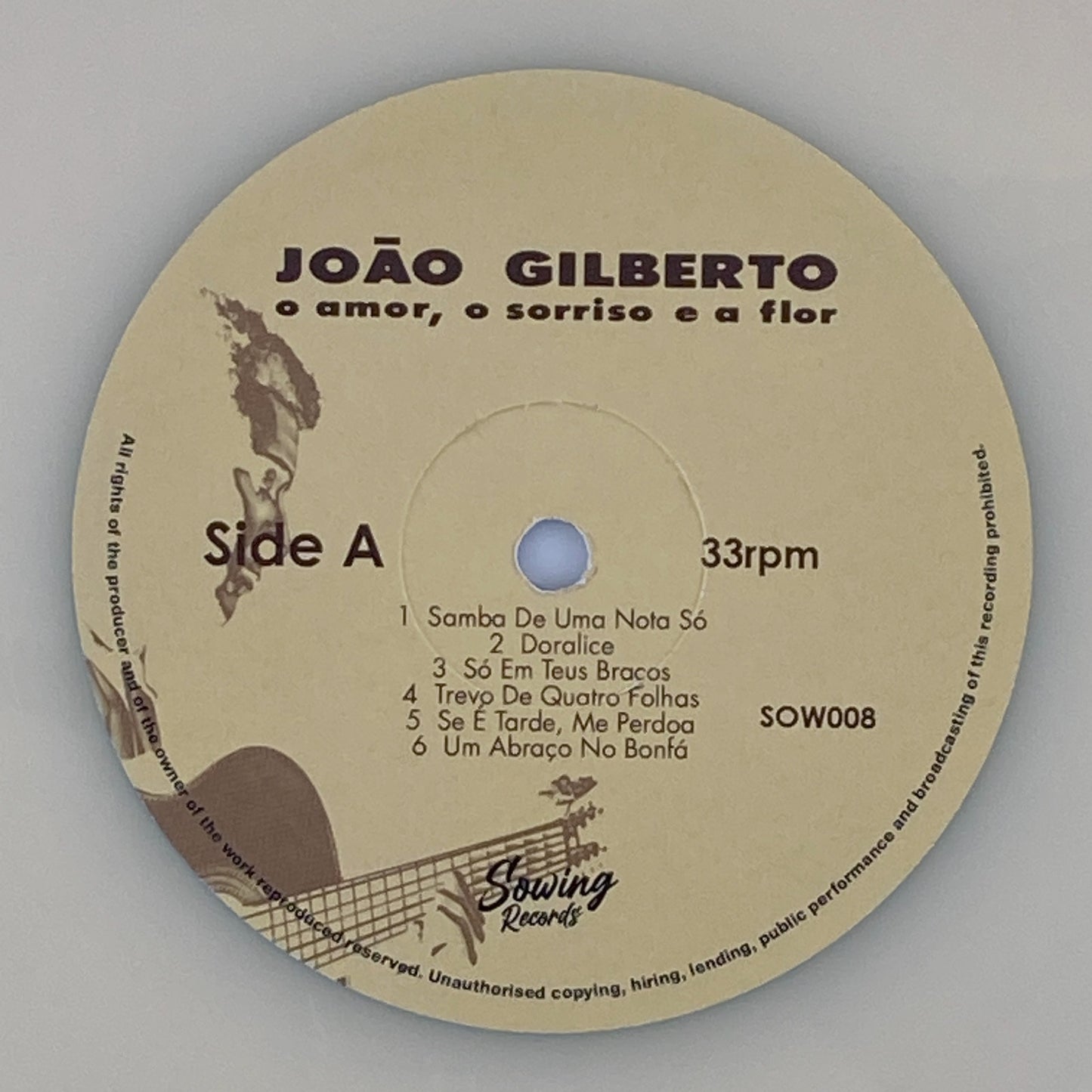 LP/ JOAO GILBERTO / O AMOR, O SORRISO E A FLOR / ジョアン・ジルベルト / イタリア盤 クリアーホワイト盤 SOWING