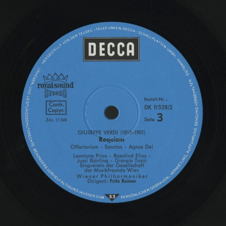 ライナー / ヴェルディ:レクイエム DECCA ドイツ盤 2枚組