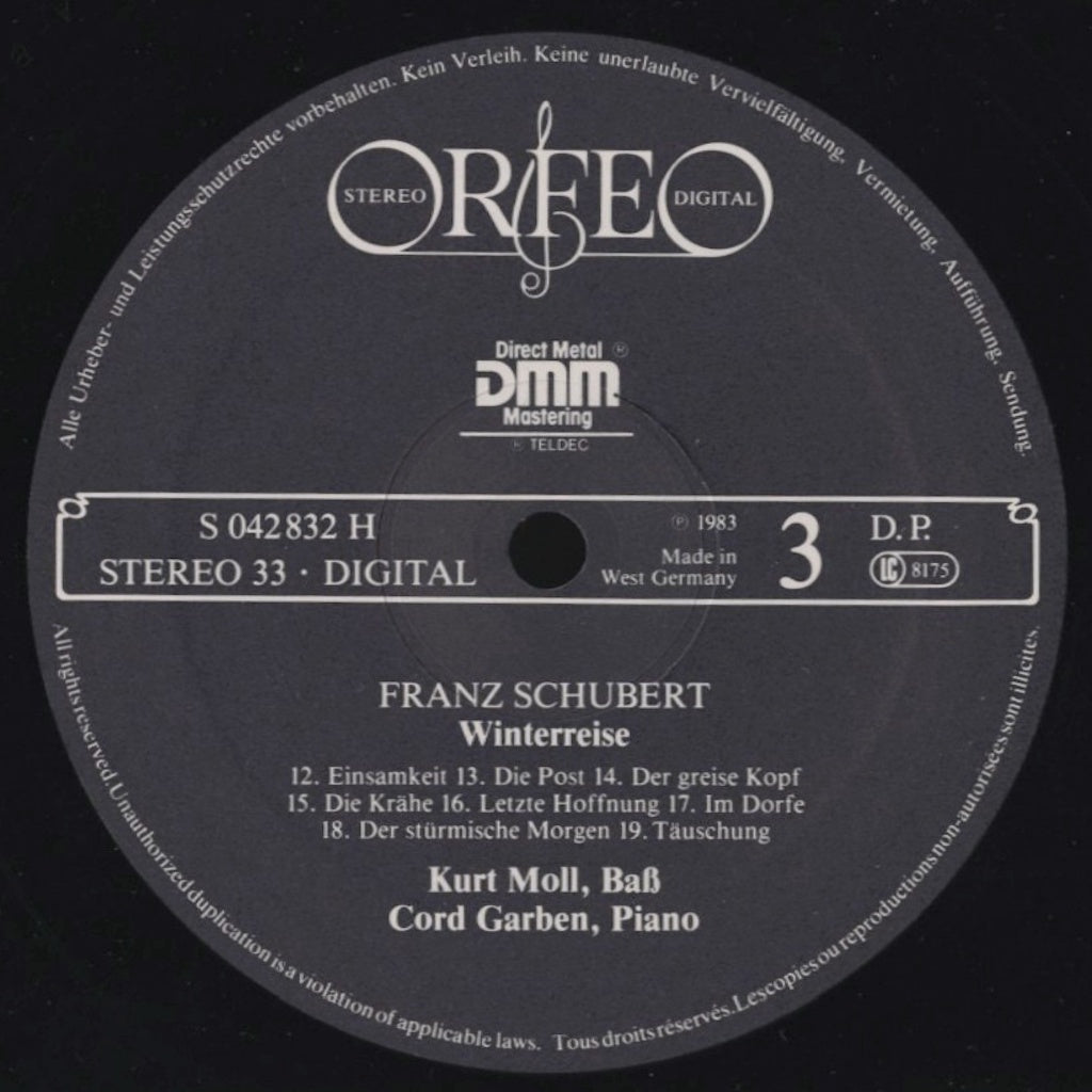 クルト・モル / シューベルト:冬の旅 / オランダ盤/2枚組/直輸入/ORFEO/日本語解説付き付き