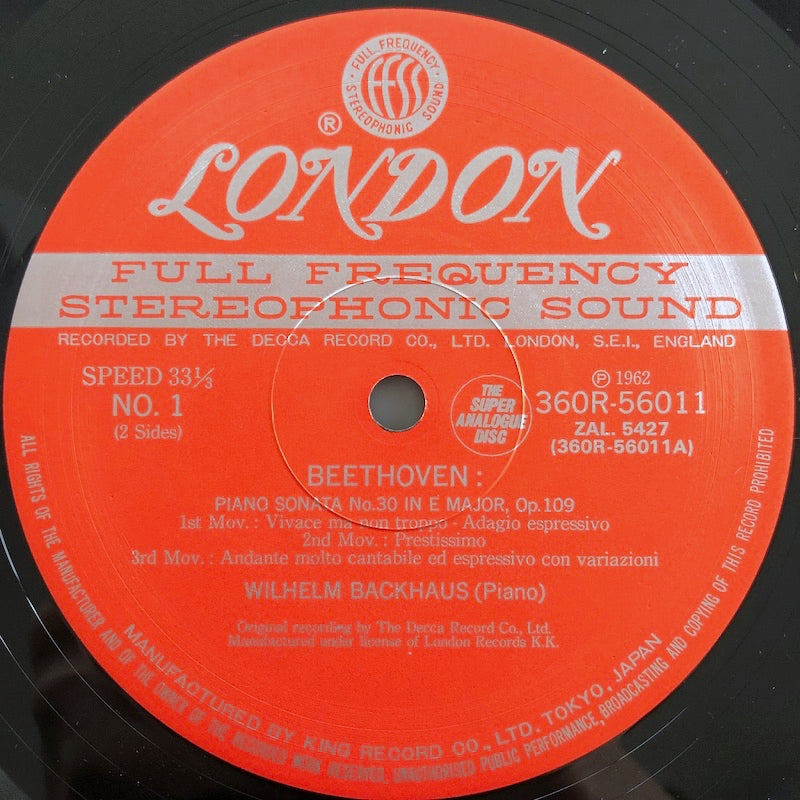 LP/ ウィルヘルム・バックハウス / ベートーヴェン:ピアノ・ソナタ第30番、第32番 / 国内盤 スーパーアナログ 180g重量盤 帯・ライナー・CS・クリアケース付 LONDON 360R-56011