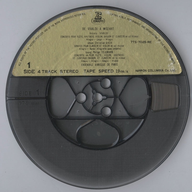 オープンリールテープ パリ・バロック・アンサンブル / 新録音 = ヨーロッパ・バロック音楽の旅 7号 19cm/s (7 1/2IPS) 4トラック 日本製 帯(破れ、ヨレ、若干シミ)・インサート付