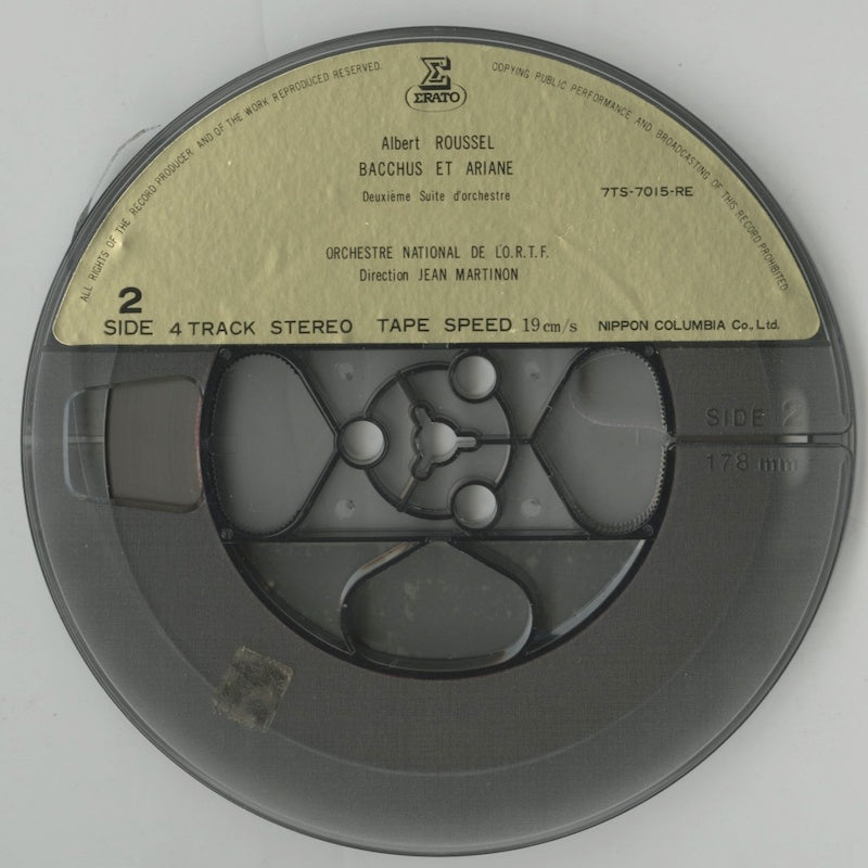オープンリールテープ ジャン・マルティノン / ルーセル:バッカスとアリアーヌ組曲第1番、第2番 7号 19cm/s (7 1/2IPS) 4トラック 帯(シミ、破れ)・ライナー