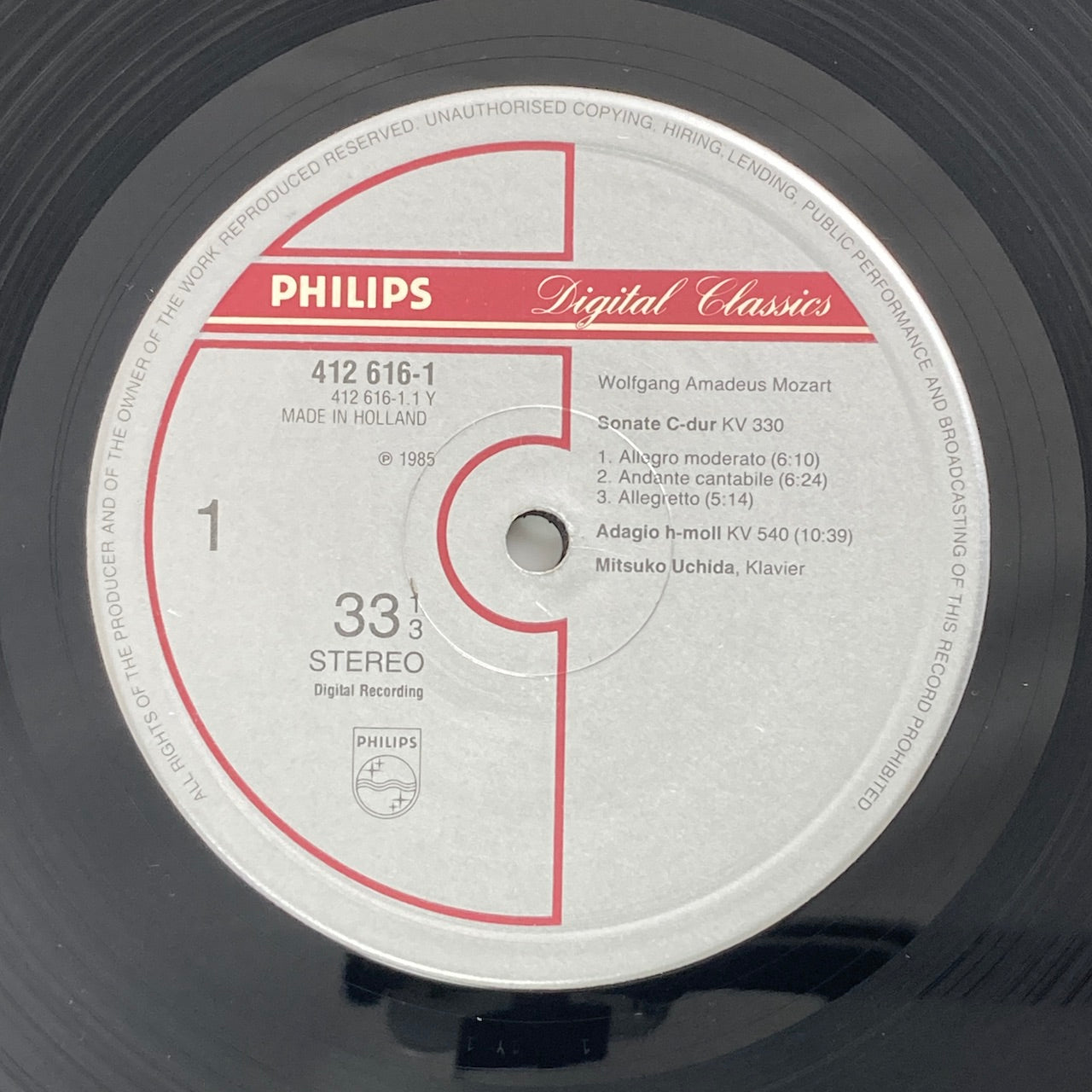 LP/ 内田光子 / モーツァルト:ピアノソナタ第10番、第13番 / 国内盤 オランダプレス DIGITAL 帯付き PHILIPS