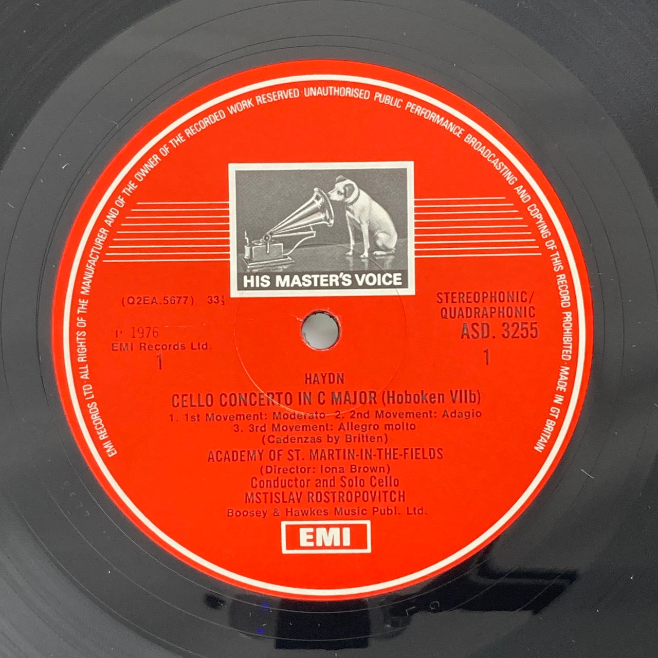 LP/ ムスティスラフ・ロストロポーヴィチ / ハイドン:チェロ協奏曲 / UK盤 オリジナル モノクロスタンプ コーティングJK EMI ASD3255