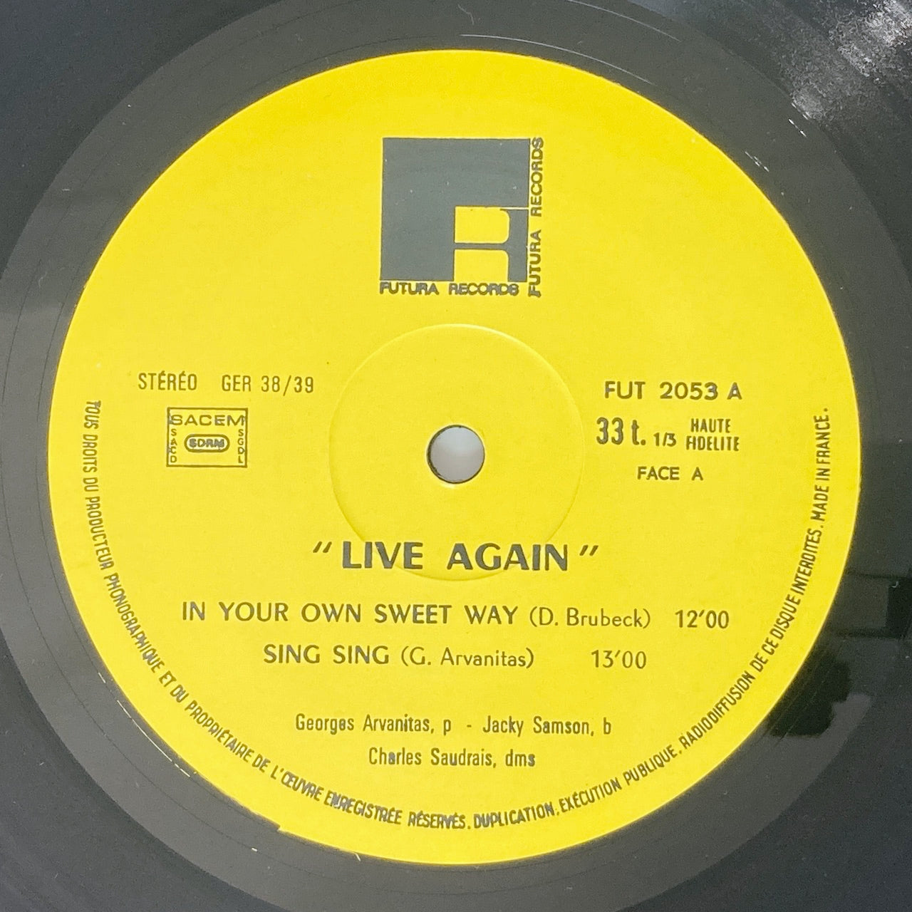 LP/ GEORGES ARVANITAS TRIO / LIVE AGAIN / フランス盤 2枚組 溝なし FUTURA GER38/39