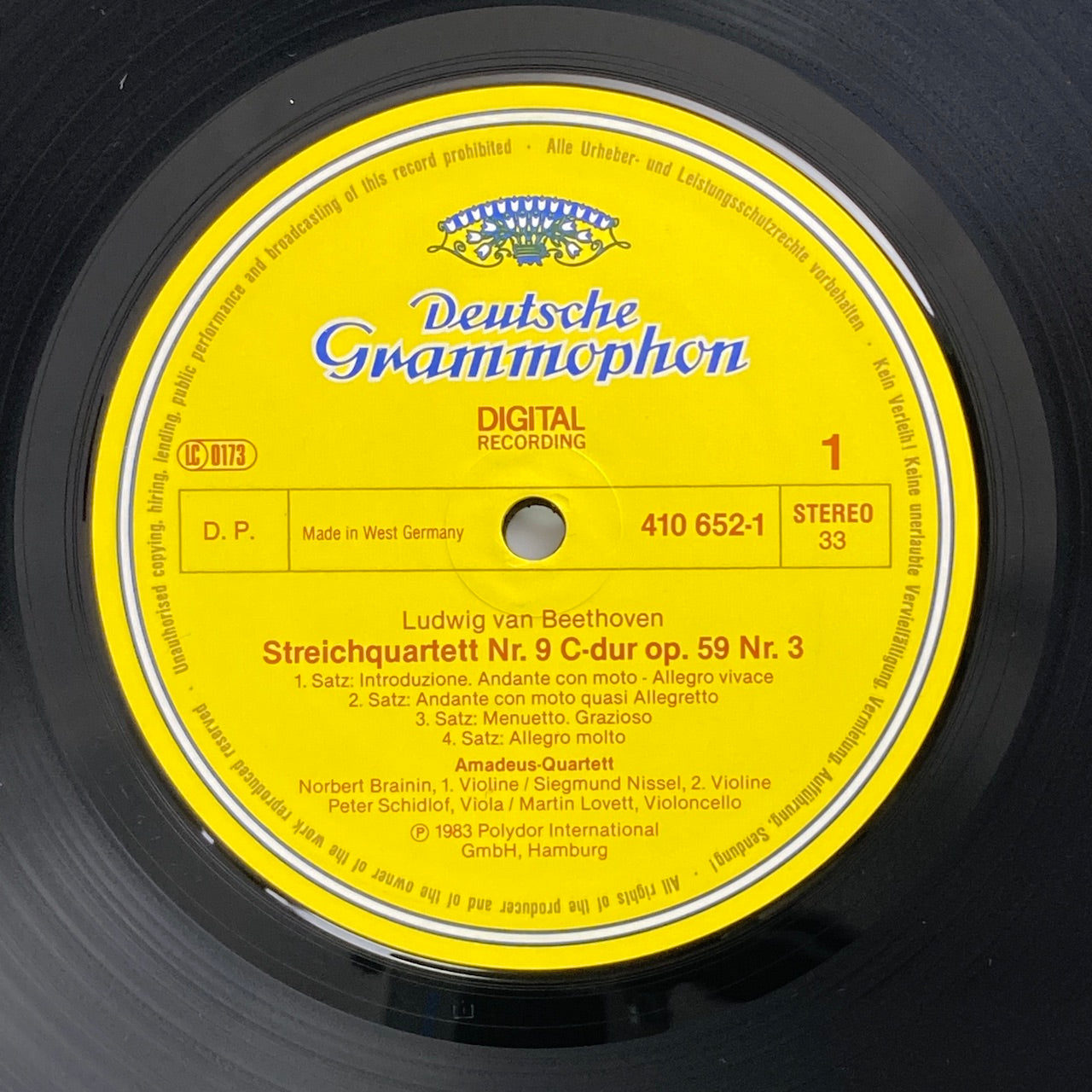 LP/ アマデウス四重奏団 / ベートーヴェン:弦楽四重奏曲「ラズモフスキー第3番」、ハイドン:弦楽四重奏曲第76番「五度」 / ドイツ盤 DIGITAL コーティングJK DGG 410652-1