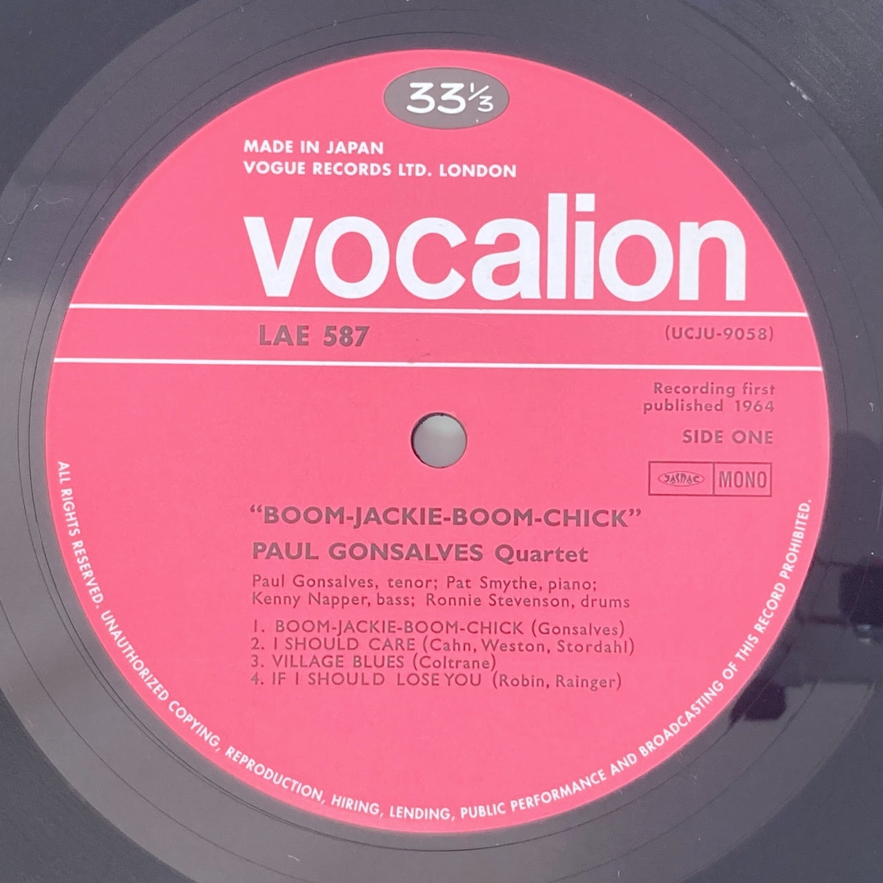 LP/ PAUL GONSALVES / BOOM-JACKIE-BOOM-CHICK / 国内盤 重量復刻 ライナー VOCALION