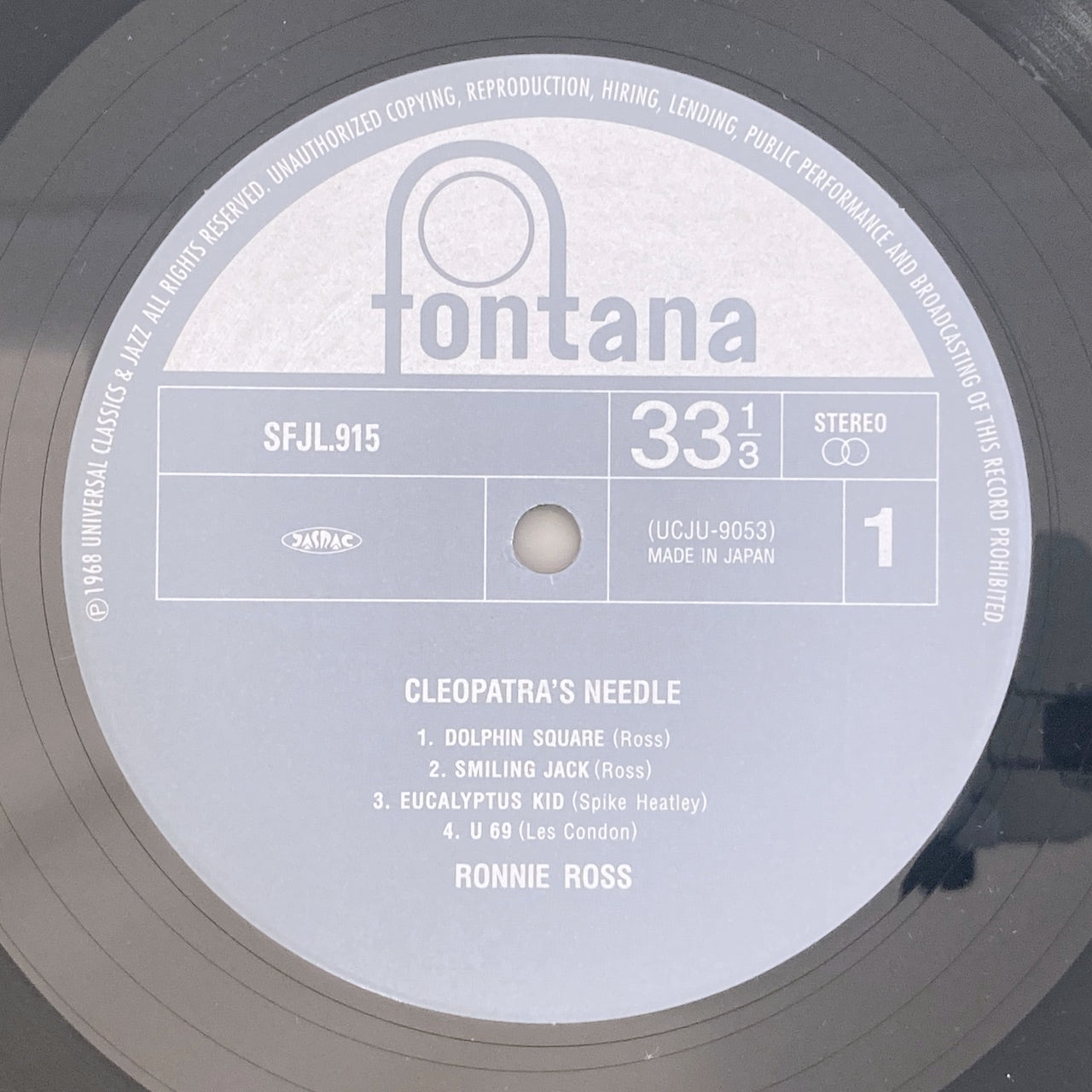 LP/ RONNIE ROSS / CLEOPATRA'S NEEDLE / 国内盤 コーティングJK ライナー FONTANA UCJU-9053