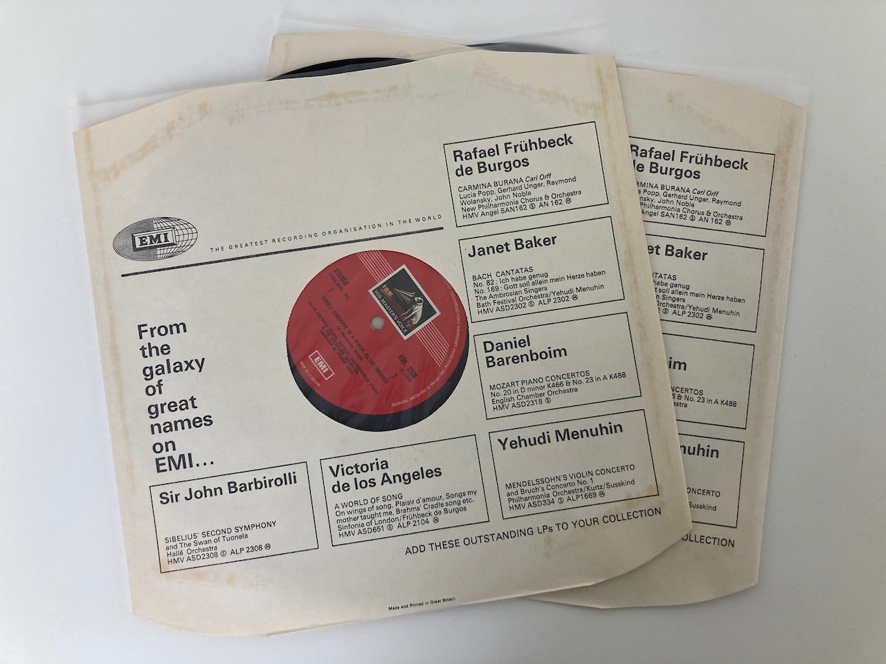 LP/ オイストラフ、ロストロポーヴィチ、セル / ブラームス:ヴァイオリン協奏曲、二重協奏曲 / UK盤 BOX 2枚組 カラースタンプ インサート付 EMI