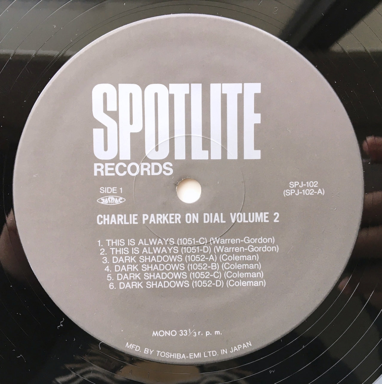 LP/ CHARLIE PARKER / ON DIAL VOLUME 2 / 国内盤 帯・ライナー付き SPOTLITE RECORDS SGD-81