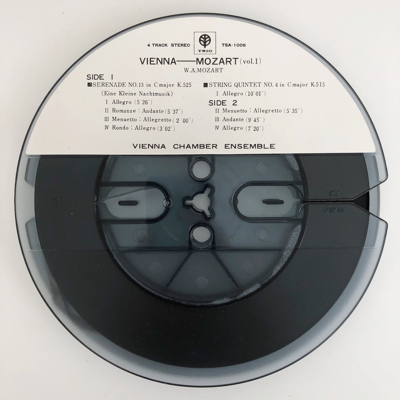 オープンリールテープ ウィーン室内楽団 / 「ウィーンのモーツァルト」(第1集) 7号 19cm/s (7 1/2IPS) 4トラック 日本製 帯(折れ)・ライナー(シミ)付