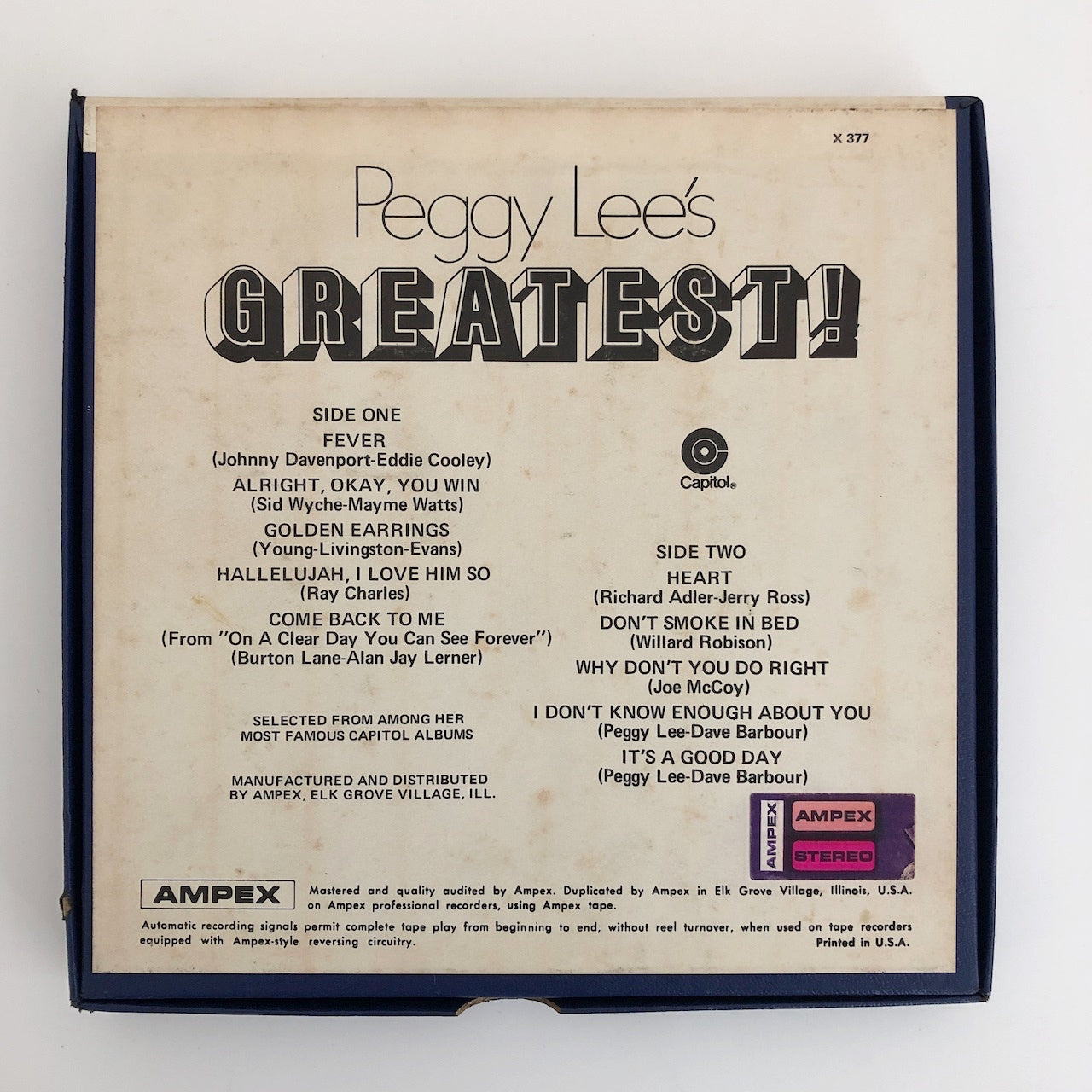 オープンリールテープ PEGGY LEE'S / GREATEST HITS 7号 19cm/s (7 1/2IPS) 4トラック US製