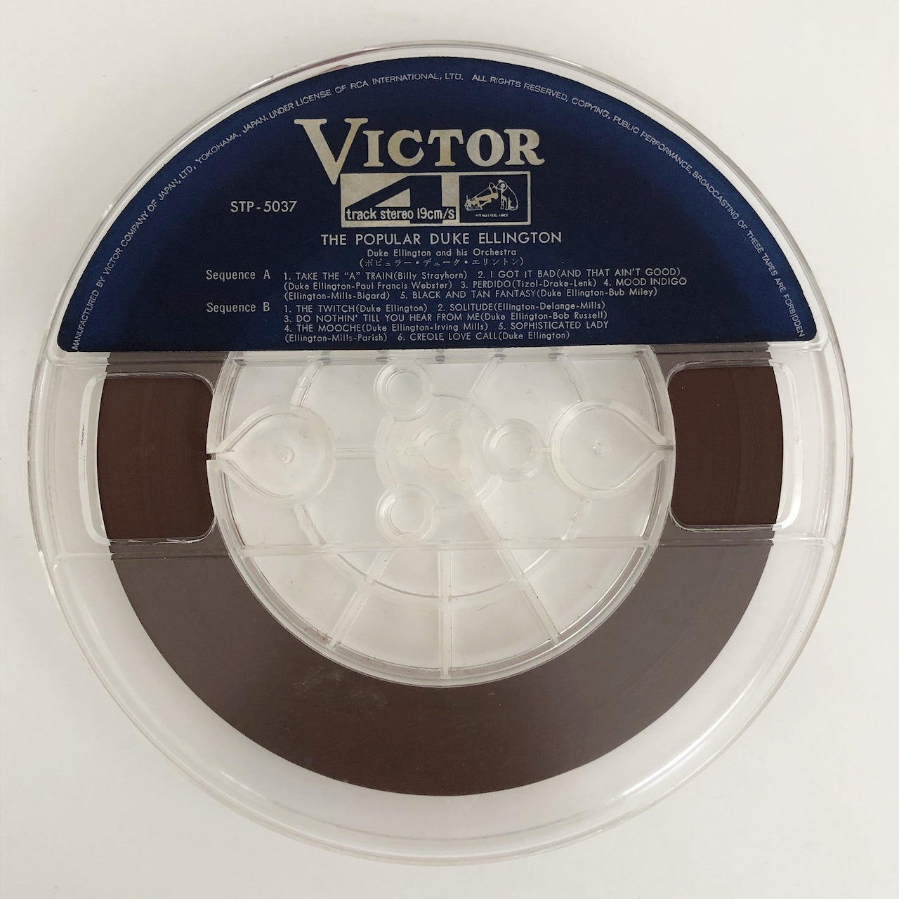 オープンリールテープ DUKE ELLINGTON / THE POPULAR 7号 19cm/s (7 1/2IPS) 4トラック 日本製 帯(シミ、折れ)・ライナー(ヨレ、シミ)付