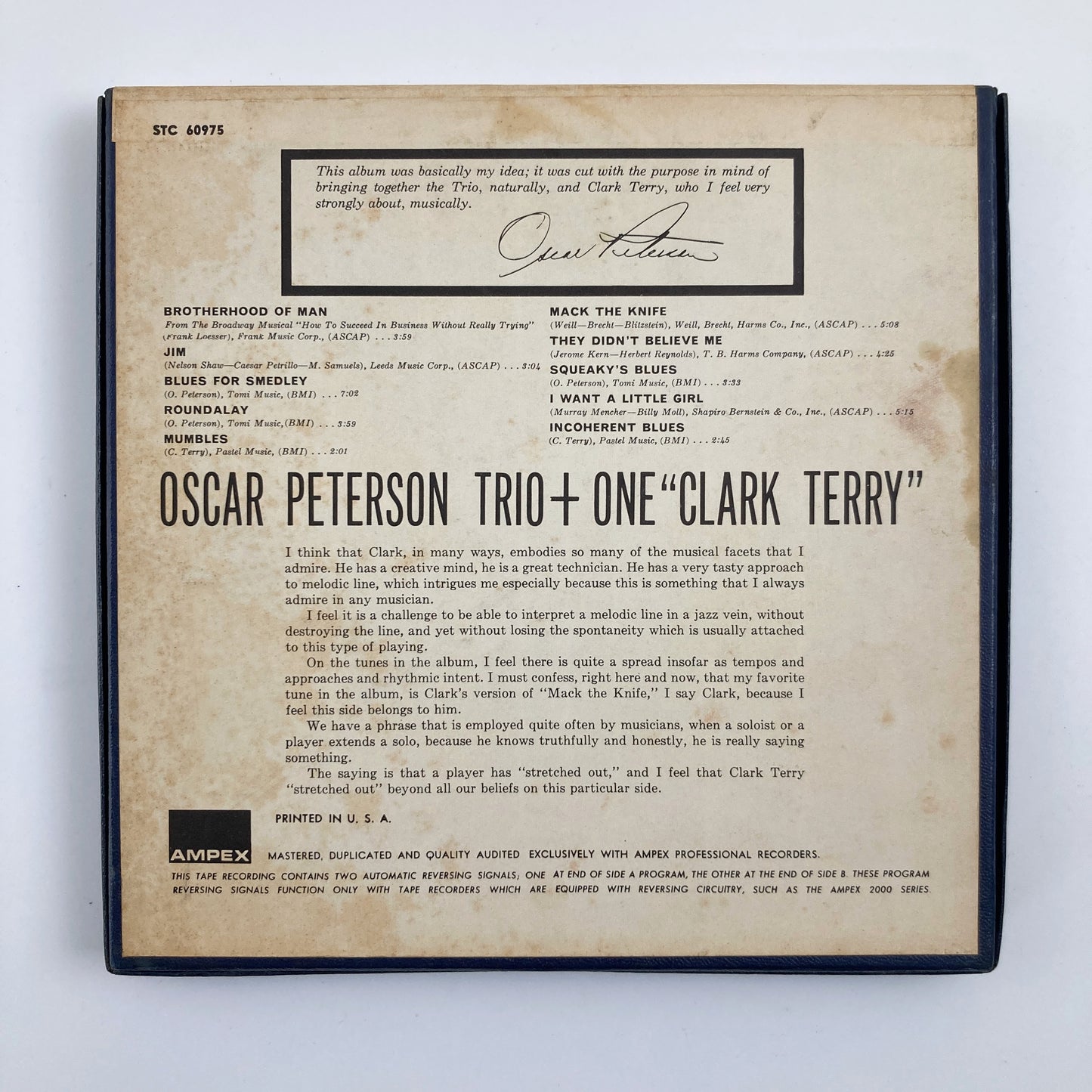 オープンリールテープ/ OSCAR PETERSON TRIO / CLARK TERRY / 7号 19cm/s (7 1/2IPS) 4トラック US製 MERCURY