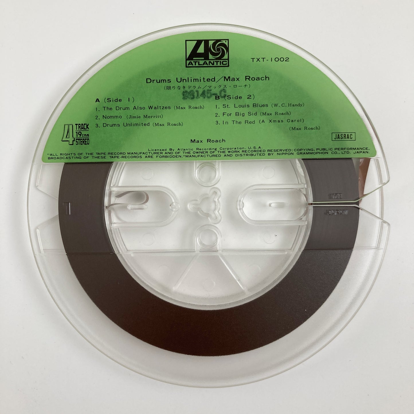 オープンリールテープ/ MAX ROACH / DRUMS UNLIMITED / / 7号 19cm/s (7 1/2IPS) 4トラック 日本盤 ライナー ATLANTIC