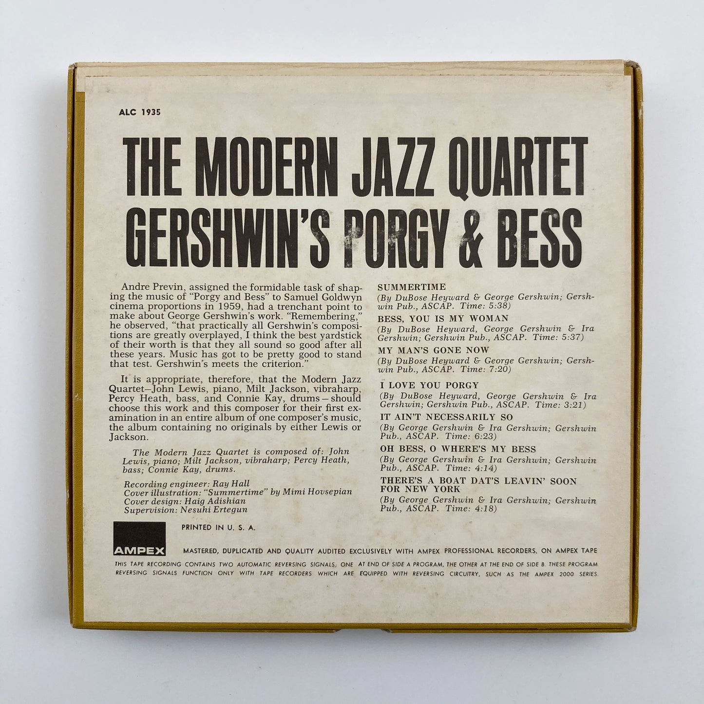 オープンリールテープ/ THE MODERN JAZZ QUARTET / PORGY AND BESS / 7号 19cm/s (7 1/2IPS) 4トラック US製 ATLANTIC