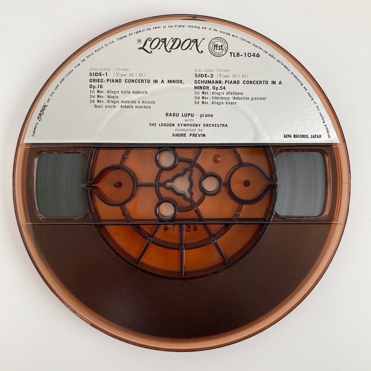 オープンリールテープ / ラドゥ・ルプー / グリーグ、シューマン:ピアノ協奏曲 / 日本盤 ライナー 7号 19cm/s (7 1/2IPS) 4トラック LONDON