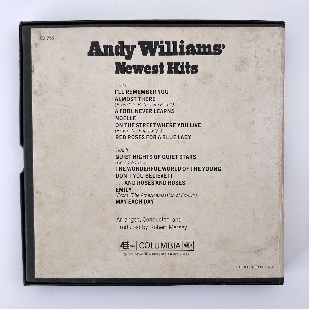 オープンリールテープ ANDY WILLIAMS / NEWES THITS / US盤 7号 19cm/s (7 1/2IPS) 4トラック COLUMBIA