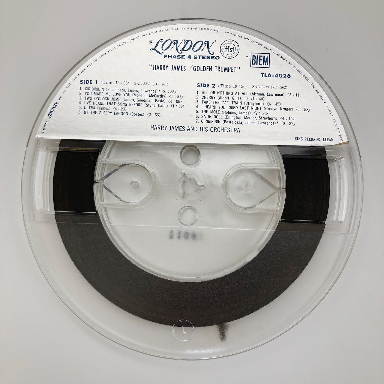 オープンリールテープ HARRY JAMES / GOLDEN TRUMPET / 日本盤 ライナー 7号 19cm/s (7 1/2IPS) 4トラック LONDON