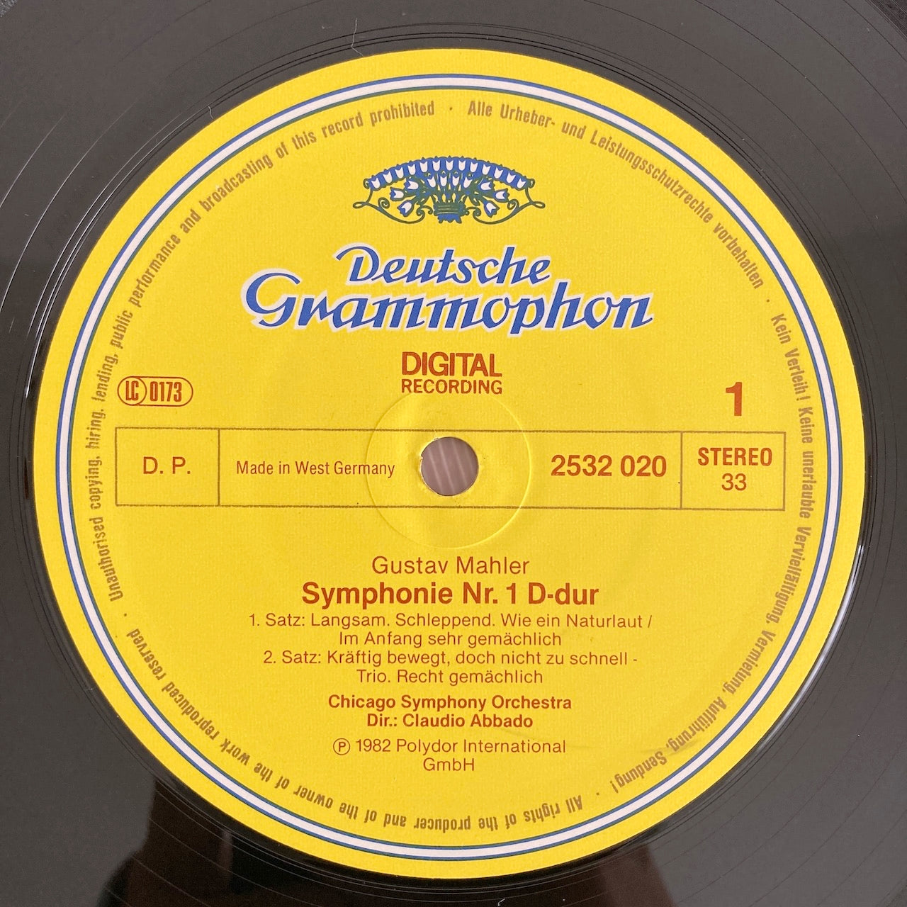 LP/ クラウディオ・アバド / マーラー:交響曲第1番「巨人」 / ドイツ盤 DIGITAL コーティングJK DGG 2532020